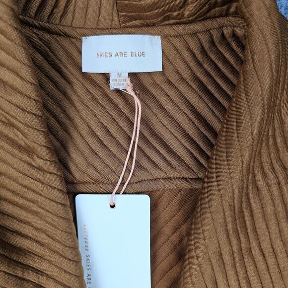 Skies Are Blue Cardigan Womens Medium Brown Open Front Draped Longline Minimal - Picture 5 of 7